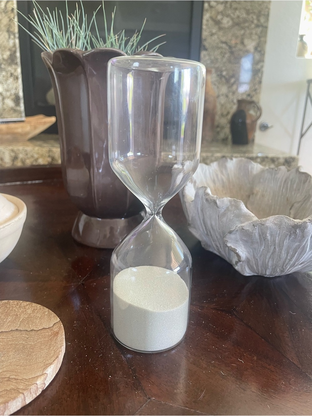 Clear Glass Hourglass with White Sand